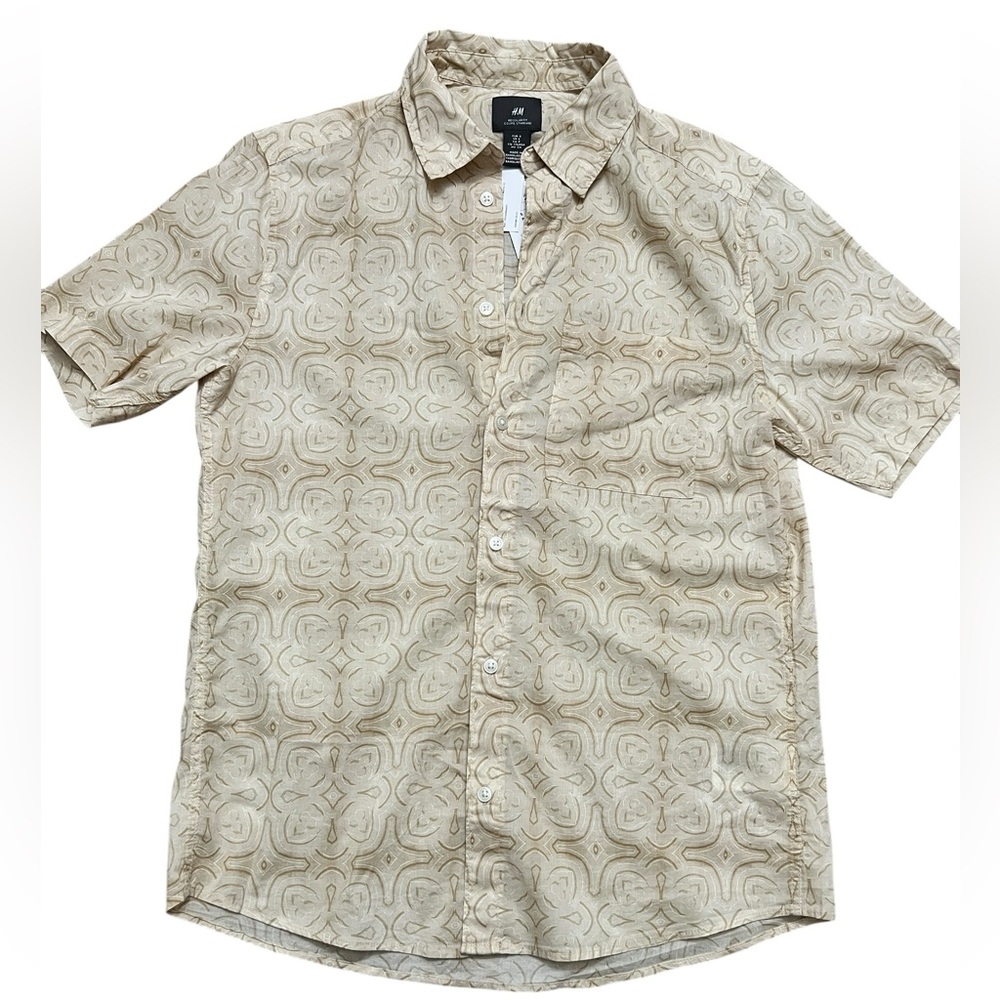 Tan button up shirt nwt